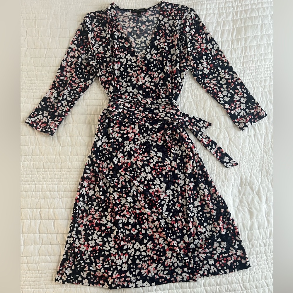Banana Republic Navy Print Wrap Dress